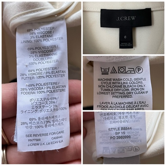 J. Crew off white Tipped Twill blazer jacket NWOT size 6 - Picture 9 of 11